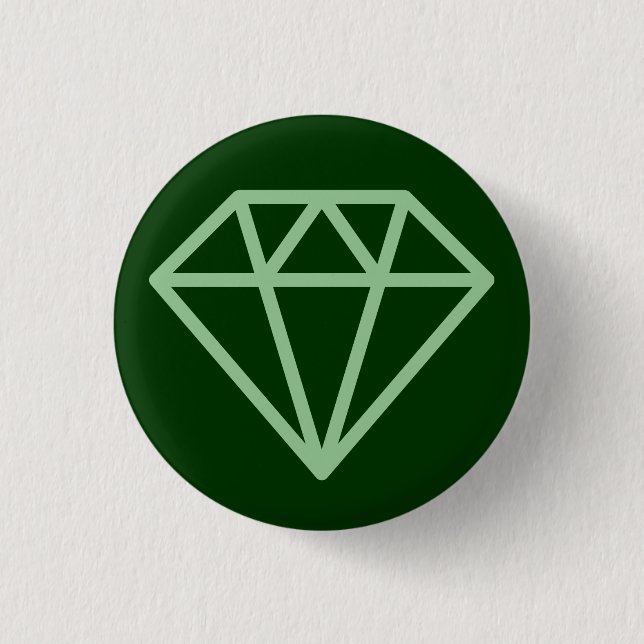 Simple Diamond - Faded Green on Dark Forest Green 1 Inch Round Button (Front)