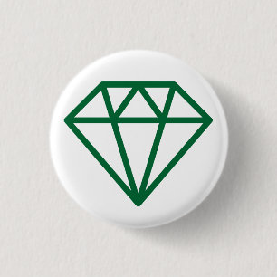 Simple Diamond - Forest Green on White 1 Inch Round Button