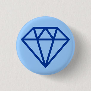Simple Diamond - Navy on Pale Blue 1 Inch Round Button