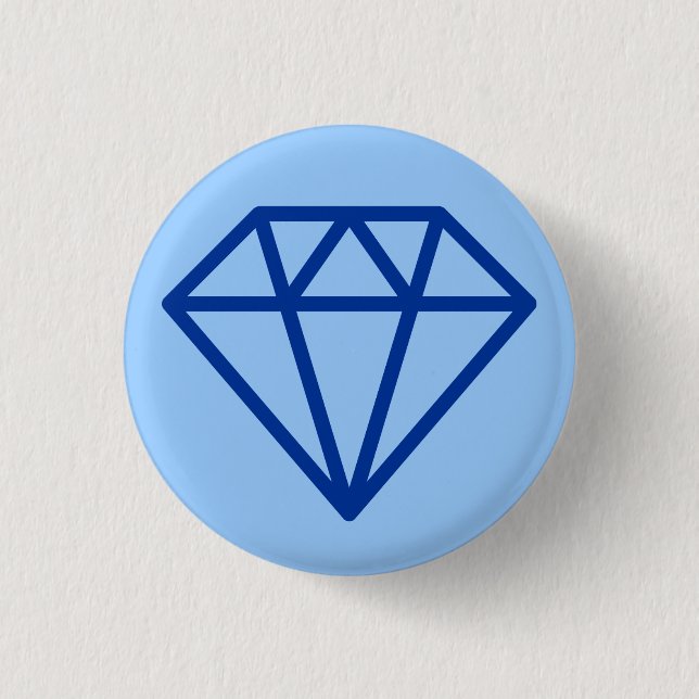 Simple Diamond - Navy on Pale Blue 1 Inch Round Button (Front)