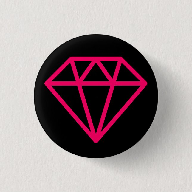 Simple Diamond - Neon Red on Black 1 Inch Round Button (Front)