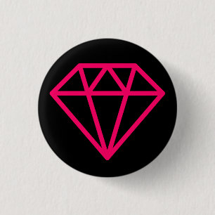 Simple Diamond - Neon Red on Black 1 Inch Round Button