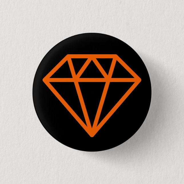 Simple Diamond - Orange on Black 1 Inch Round Button (Front)