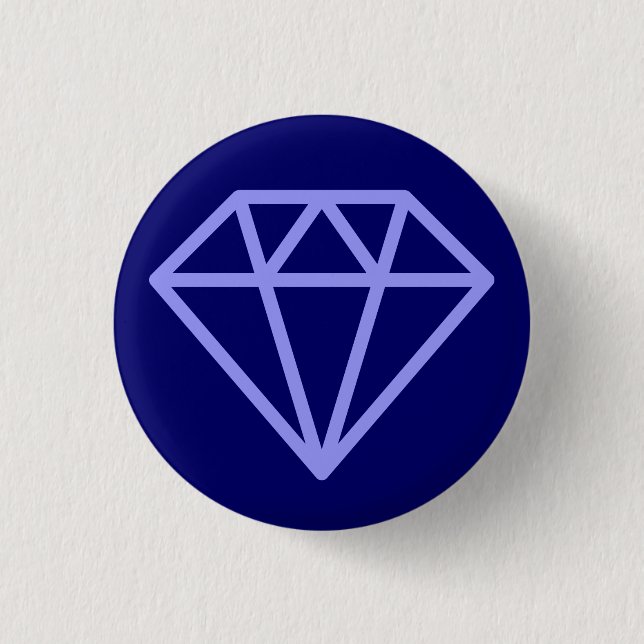 Simple Diamond - Pastel Blue on Deep Navy 1 Inch Round Button (Front)