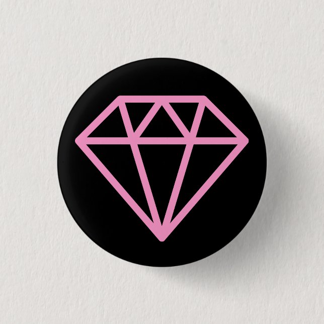 Simple Diamond - Pink on Black 1 Inch Round Button (Front)