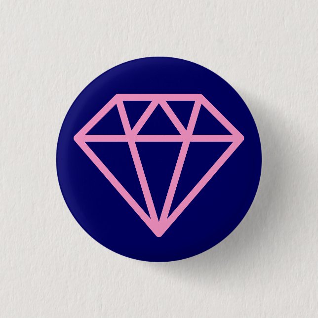 Simple Diamond - Pink on Deep Navy 1 Inch Round Button (Front)