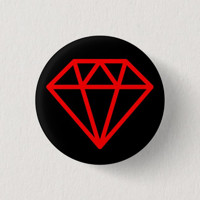 Simple Diamond - Red on Black 1 Inch Round Button (Front)