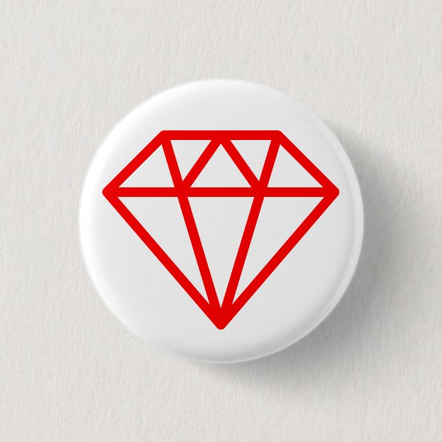 Simple Diamond - Red on White 1 Inch Round Button (Front)