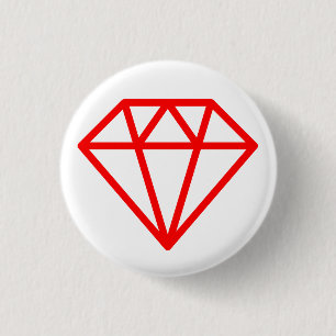 Simple Diamond - Red on White 1 Inch Round Button
