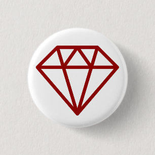 Simple Diamond - Ruby Red on White 1 Inch Round Button