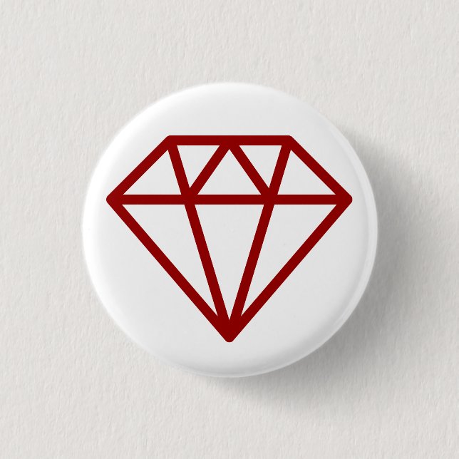 Simple Diamond - Ruby Red on White 1 Inch Round Button (Front)