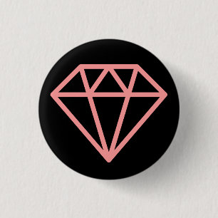 Simple Diamond - Soft Pink on Black 1 Inch Round Button