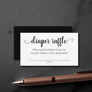 Simple Diaper Raffle Black and White Baby Shower Enclosure Card