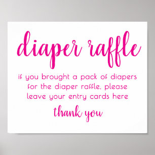 Simple Diaper Raffle Hot Pink Baby Shower Poster