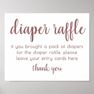 Simple Diaper Raffle   Taupe Desert Rose Flourish Poster
