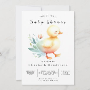 Simple Digital Duck Baby Shower  Invitation