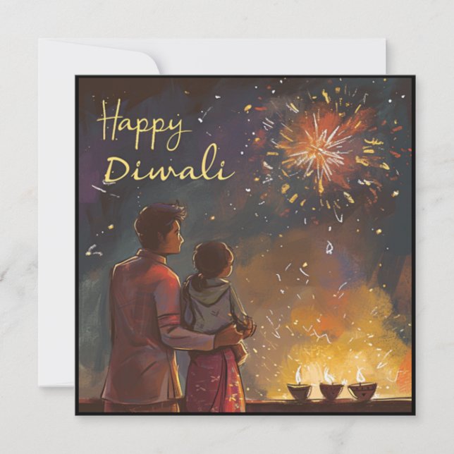 Simple Diwali Holiday Greeting/Invitation Card (Front)