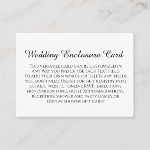 Simple DIY Custom Wedding Black & White Enclosure Card