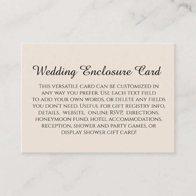Simple DIY Custom Wedding Cream Enclosure Card (Front)