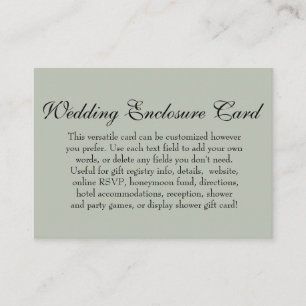 Simple DIY Custom Wedding Versatile Sage Green Enclosure Card