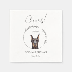 Simple Doberman Pinscher Dog Wedding Cocktail  Napkin