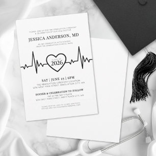 Simple Doctor Medical Nursing School Graduation Invitation