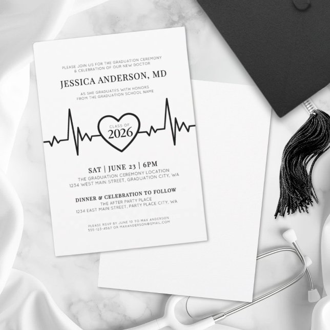 Simple Doctor Medical Nursing School Graduation Invitation (Simple Doctor Medical Nursing School Graduation Invitation)