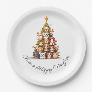Simple Dog Christmas  Paper Plate