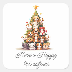 Simple Dog Christmas  Square Sticker