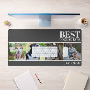 Simple Dog Dad Custom Four Photo Collage Desk Mat