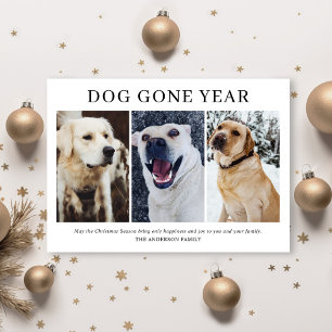 Simple Dog Gone Year 3 Photo Christmas Holiday Card