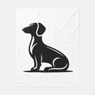 Simple Dog Motif Hunting Dog Silhouette Copy Fleece Blanket