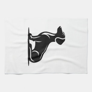 Simple Dog Motif Hunting Dog Silhouette Copy Kitchen Towel
