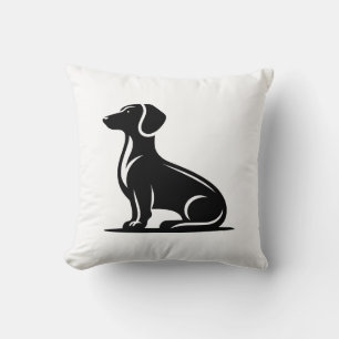 Simple Dog Motif Hunting Dog Silhouette Copy Throw Pillow