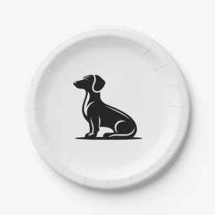 Simple Dog Motif Hunting Dog Silhouette Paper Plate