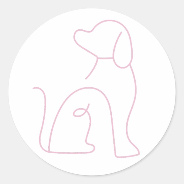 Simple Dog Outline  Classic Round Sticker (Front)