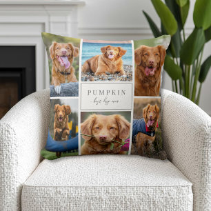 Simple Dog Pet Photo Collage Throw Pillow