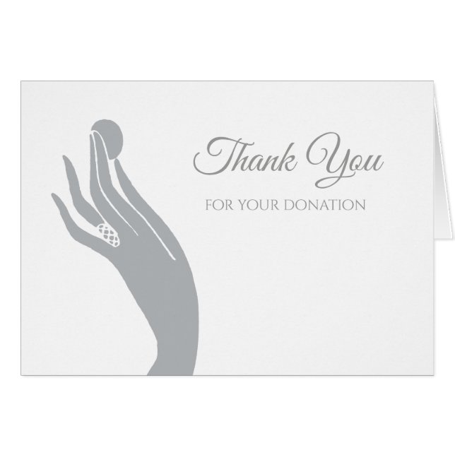Simple Donation Thank You For Women Hand With Coin (Front Horizontal)