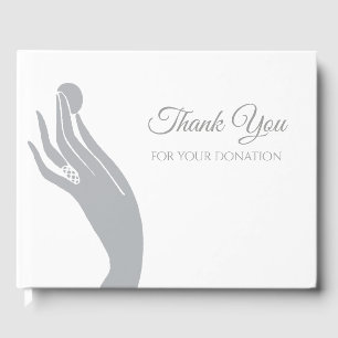 Simple Donation Thank You For Women Hand With Coin Guest Book