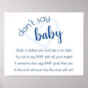 Simple Dont Say Baby   Bright Blue Shower Game Poster