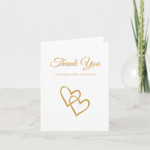 Simple Double Heart Gold Wedding Thank You