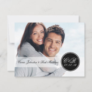 Simple Double Monogram Photo Wedding Reception Invitation