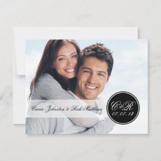 Simple Double Monogram Photo Wedding Reception Invitation