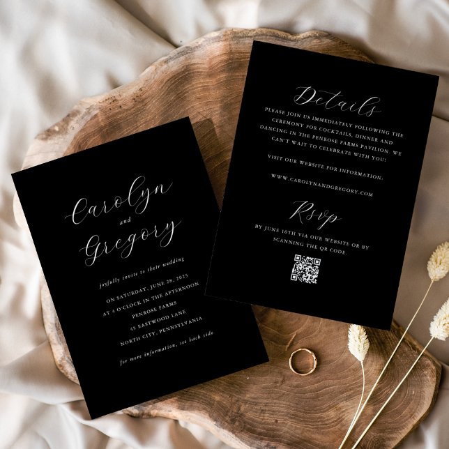 Simple Double-sided Minimalist Website QR Wedding Invitation (Creator Uploaded)