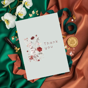 Simple Dove Grey Watercolor Floral Thank You Card