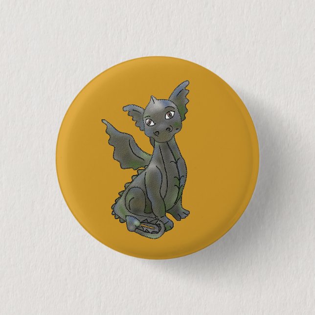 simple dragon 1 inch round button (Front)