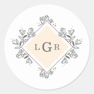 Simple Drawn Floral Orange Classic Round Sticker