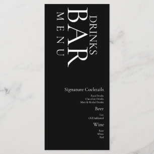 Simple Drinks Cocktail Wine Wedding  Black White M Menu