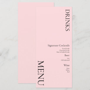Simple Drinks Cocktail Wine Wedding  Pink Menu