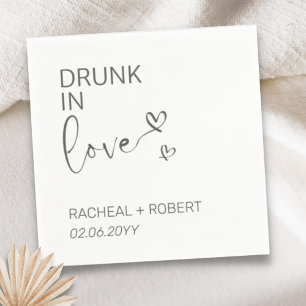 Simple Drunk In Love White Modern Party Wedding Napkin